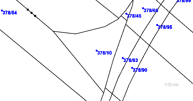 Parcela st. 378/10 v KÚ Kovač, Katastrální mapa