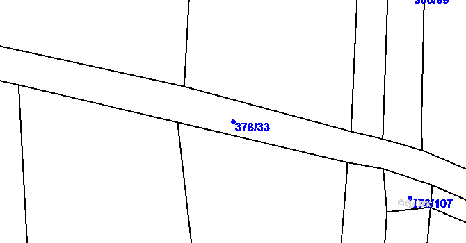 Parcela st. 378/33 v KÚ Kovač, Katastrální mapa
