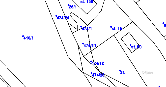 Parcela st. 474/11 v KÚ Kovač, Katastrální mapa