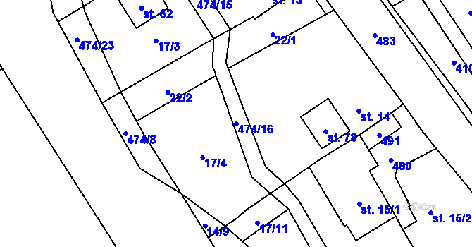 Parcela st. 474/16 v KÚ Kovač, Katastrální mapa