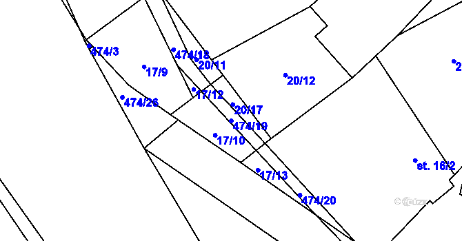 Parcela st. 474/19 v KÚ Kovač, Katastrální mapa