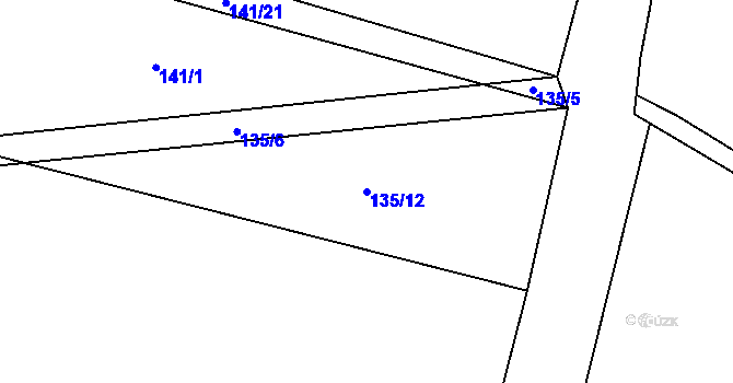 Parcela st. 135/12 v KÚ Kovač, Katastrální mapa