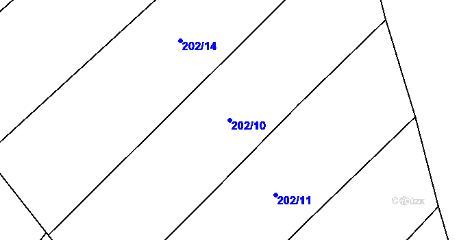 Parcela st. 202/10 v KÚ Kovač, Katastrální mapa