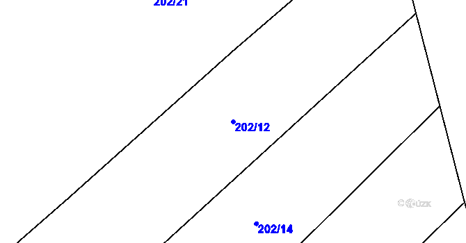 Parcela st. 202/12 v KÚ Kovač, Katastrální mapa
