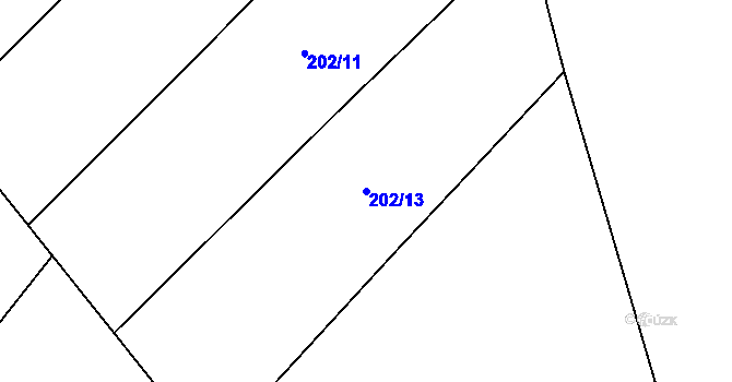 Parcela st. 202/13 v KÚ Kovač, Katastrální mapa