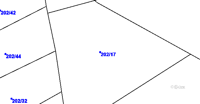 Parcela st. 202/17 v KÚ Kovač, Katastrální mapa