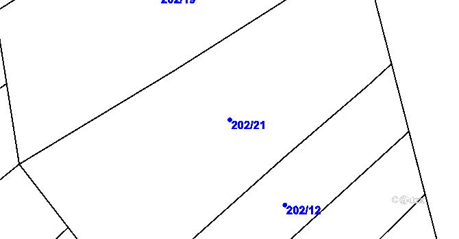 Parcela st. 202/21 v KÚ Kovač, Katastrální mapa