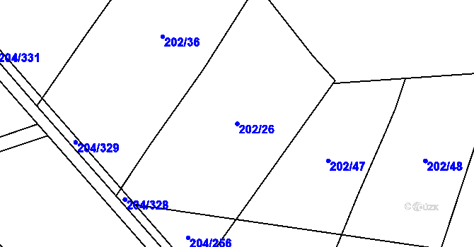 Parcela st. 202/26 v KÚ Kovač, Katastrální mapa