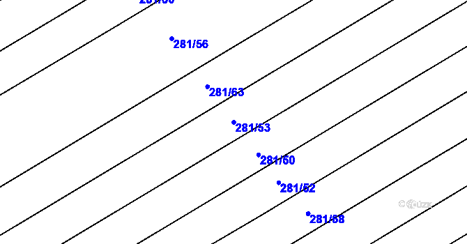 Parcela st. 281/53 v KÚ Kovač, Katastrální mapa