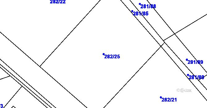 Parcela st. 282/25 v KÚ Kovač, Katastrální mapa