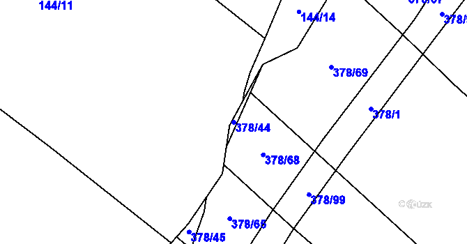 Parcela st. 378/44 v KÚ Kovač, Katastrální mapa