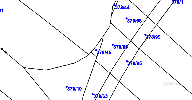 Parcela st. 378/45 v KÚ Kovač, Katastrální mapa