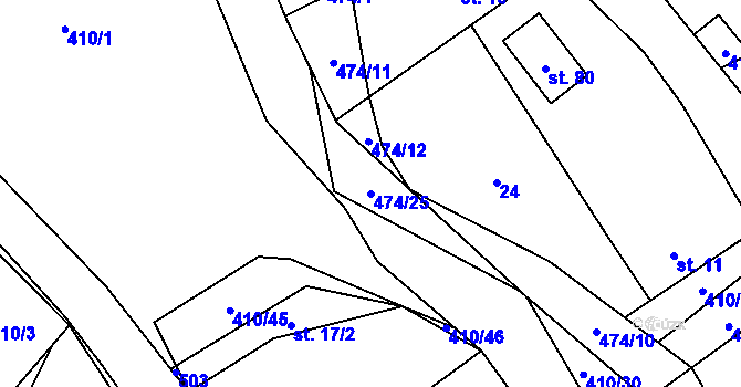 Parcela st. 474/25 v KÚ Kovač, Katastrální mapa