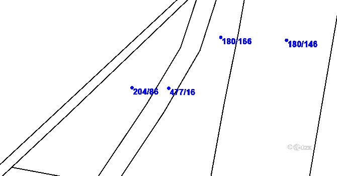 Parcela st. 477/16 v KÚ Kovač, Katastrální mapa