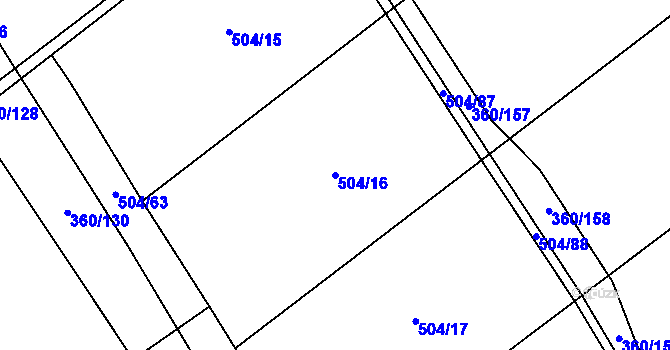 Parcela st. 504/16 v KÚ Kovač, Katastrální mapa