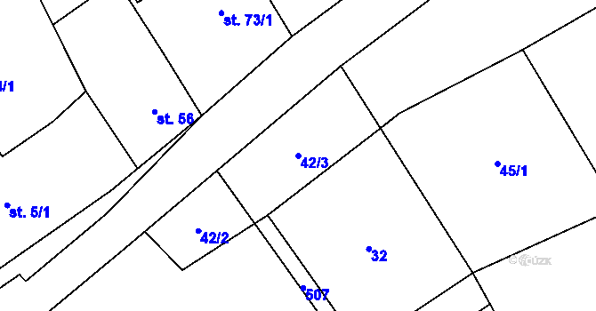 Parcela st. 42/3 v KÚ Kovač, Katastrální mapa
