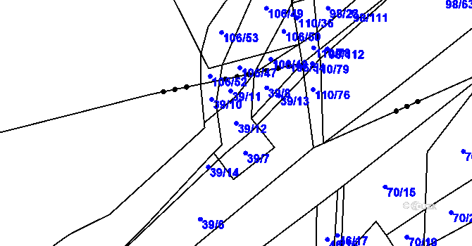 Parcela st. 39/12 v KÚ Kovač, Katastrální mapa