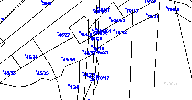 Parcela st. 46/21 v KÚ Kovač, Katastrální mapa
