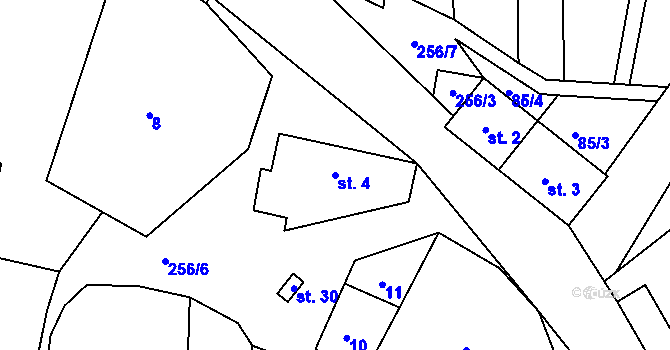 Parcela st. 4 v KÚ Bítov u Koněprus, Katastrální mapa