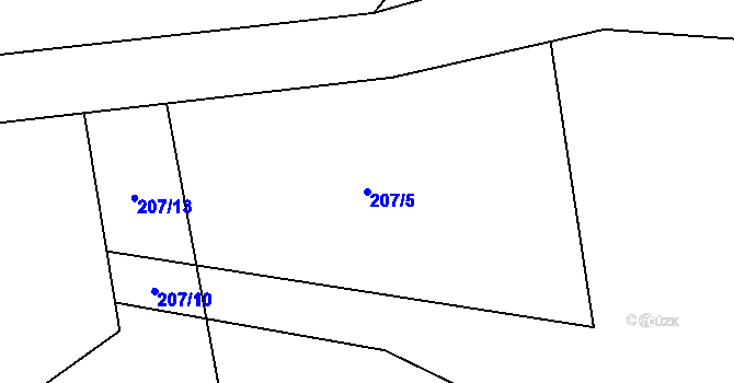 Parcela st. 207/5 v KÚ Bítov u Koněprus, Katastrální mapa