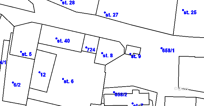 Parcela st. 8 v KÚ Koněprusy, Katastrální mapa
