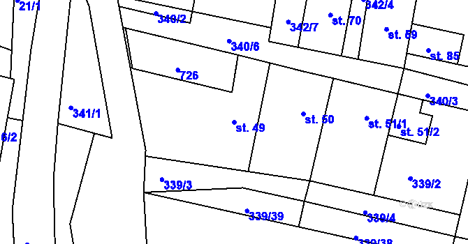 Parcela st. 49 v KÚ Koněprusy, Katastrální mapa
