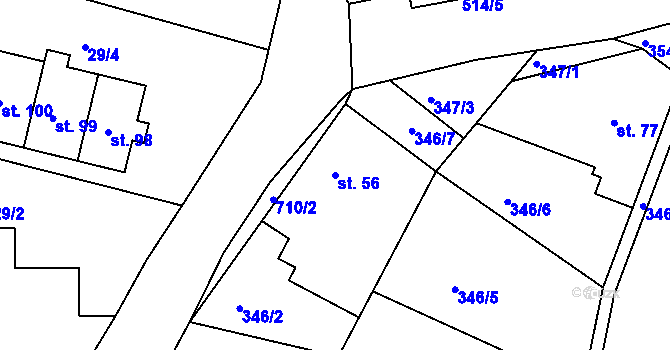 Parcela st. 56 v KÚ Koněprusy, Katastrální mapa