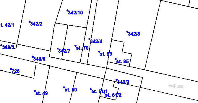 Parcela st. 59 v KÚ Koněprusy, Katastrální mapa