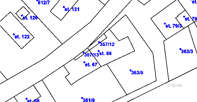 Parcela st. 66 v KÚ Koněprusy, Katastrální mapa