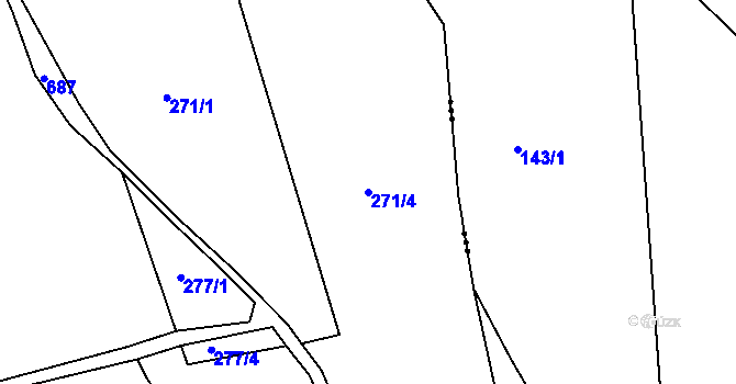 Parcela st. 271/4 v KÚ Koněprusy, Katastrální mapa
