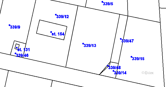 Parcela st. 339/13 v KÚ Koněprusy, Katastrální mapa