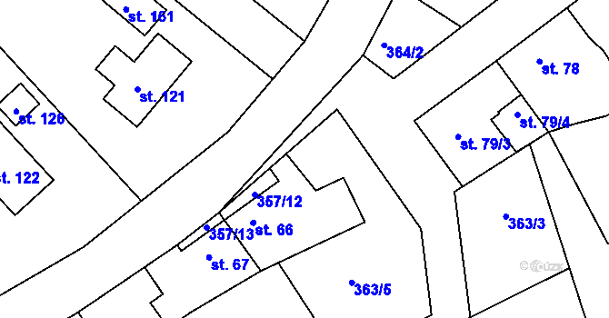 Parcela st. 357/6 v KÚ Koněprusy, Katastrální mapa