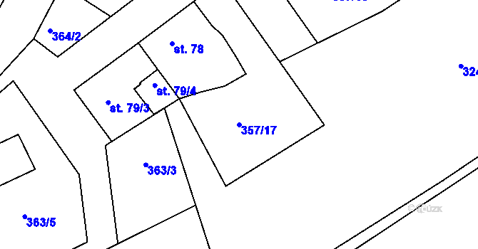 Parcela st. 357/17 v KÚ Koněprusy, Katastrální mapa