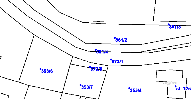 Parcela st. 361/4 v KÚ Koněprusy, Katastrální mapa