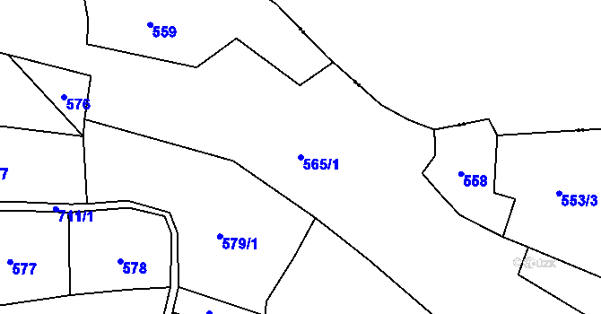 Parcela st. 565/1 v KÚ Koněprusy, Katastrální mapa