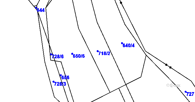 Parcela st. 718/2 v KÚ Koněprusy, Katastrální mapa