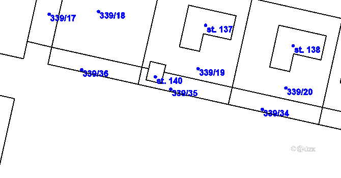 Parcela st. 339/35 v KÚ Koněprusy, Katastrální mapa