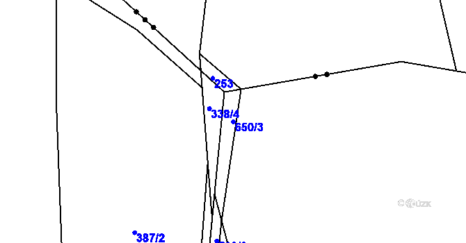 Parcela st. 650/3 v KÚ Koněprusy, Katastrální mapa