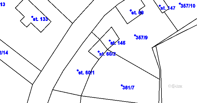 Parcela st. 60/2 v KÚ Koněprusy, Katastrální mapa
