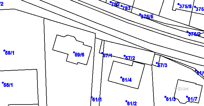 Parcela st. 57/1 v KÚ Koněšín, Katastrální mapa