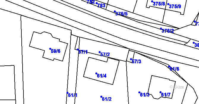 Parcela st. 57/2 v KÚ Koněšín, Katastrální mapa