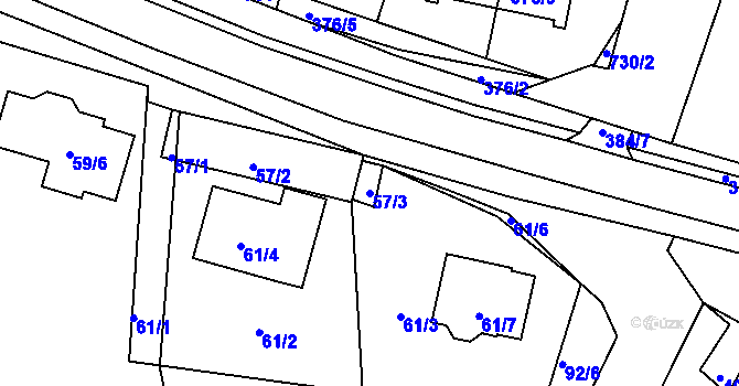 Parcela st. 57/3 v KÚ Koněšín, Katastrální mapa