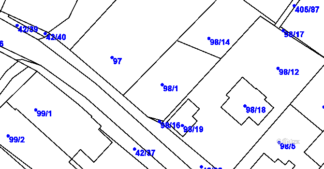 Parcela st. 98/1 v KÚ Koněšín, Katastrální mapa