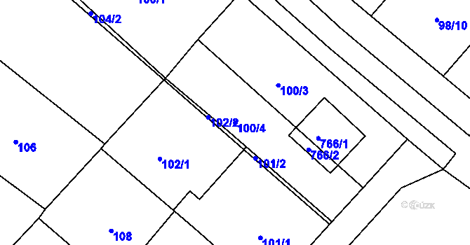 Parcela st. 100/4 v KÚ Koněšín, Katastrální mapa