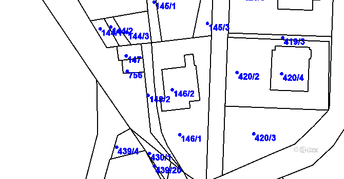 Parcela st. 146/2 v KÚ Koněšín, Katastrální mapa