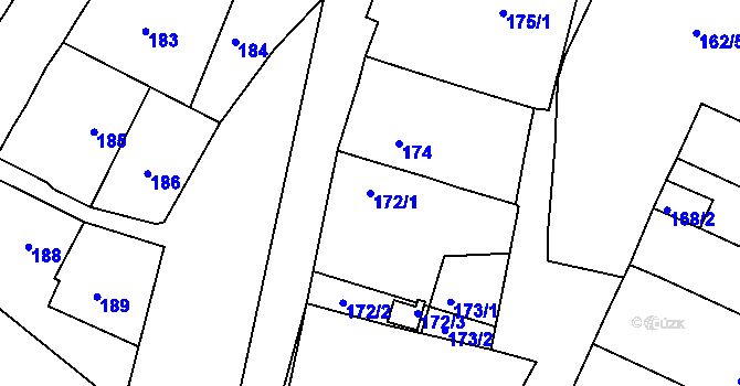 Parcela st. 172/1 v KÚ Koněšín, Katastrální mapa
