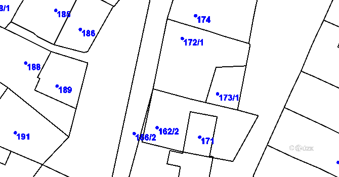 Parcela st. 172/2 v KÚ Koněšín, Katastrální mapa