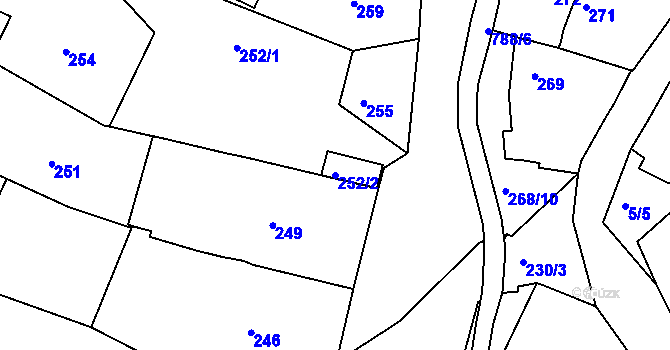 Parcela st. 252/2 v KÚ Koněšín, Katastrální mapa