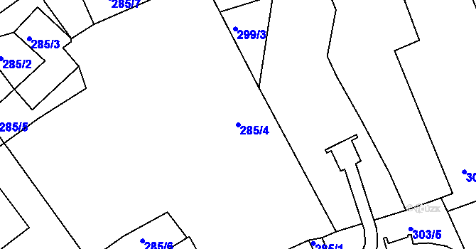 Parcela st. 285/4 v KÚ Koněšín, Katastrální mapa
