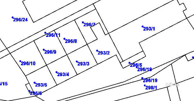 Parcela st. 293/2 v KÚ Koněšín, Katastrální mapa